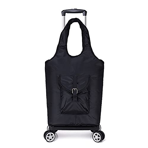 FVIWSJ Carrito Compra Plegable Que Puede Subir escaleras con Plataforma Ruedas extraíble,Mango,Carro para Compra con Compartimento térmico,Negro,47cm