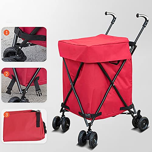 FVIWSJ Rolser Carro,Carrito Compra Plegable Que Puede Subir escaleras con Plataforma de Ruedas extraíble,Mango 95cm Altura,Resistente Agua Cubierta,Negro