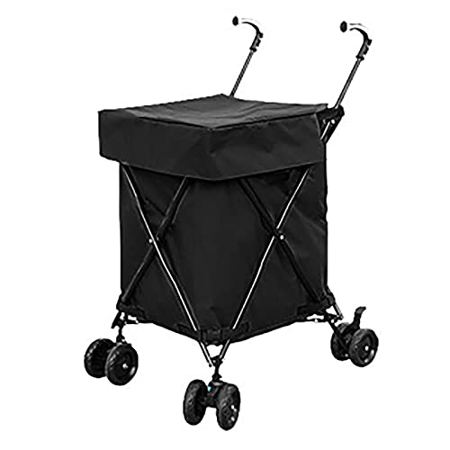 FVIWSJ Rolser Carro,Carrito Compra Plegable Que Puede Subir escaleras con Plataforma de Ruedas extraíble,Mango 95cm Altura,Resistente Agua Cubierta,Negro