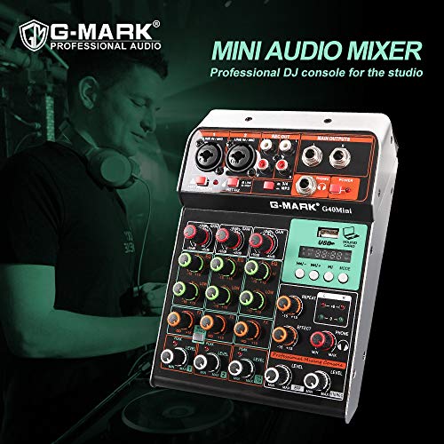 G-MARK Mini mezclador de audio G40 MINI 4 canales B 5 V estudio karaoke protable rendimiento en vivo KTV escenario estéreo música tarjeta de sonido