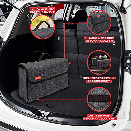 GADLANE Bolsa Grande Organizador Maletero Coche Antideslizante Hecha De Moqueta Para Organizar Herramientas De Viaje Bolsa Maletero Coche Color Gris Oscuro