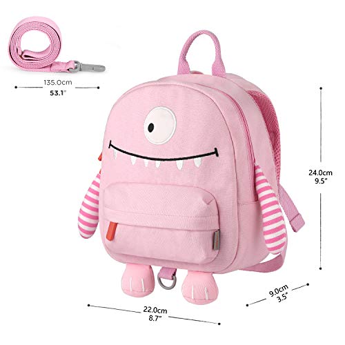 GAGAKU Mochila Infantil 3D Animales Escolar Mochila con Correa de arnés de Seguridad - Rose