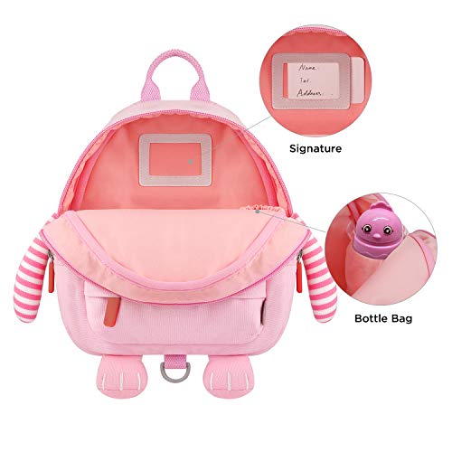 GAGAKU Mochila Infantil 3D Animales Escolar Mochila con Correa de arnés de Seguridad - Rose