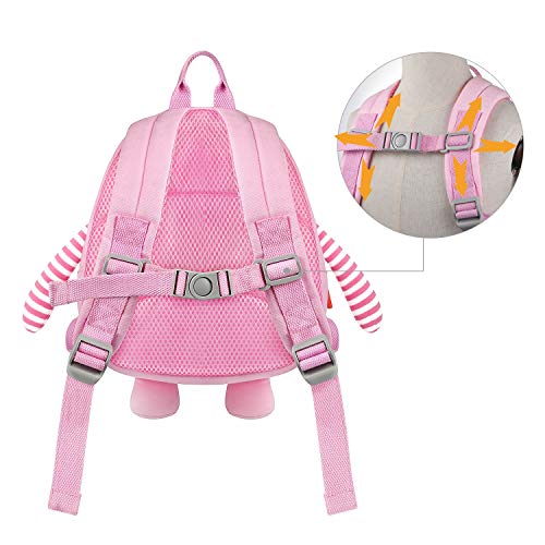 GAGAKU Mochila Infantil 3D Animales Escolar Mochila con Correa de arnés de Seguridad - Rose