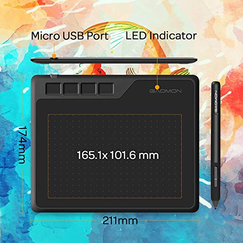 GAOMON S620 6,5 x 4 Pulgadas OSU Tableta Gráfica 8192 Niveles Presión para Dibujar