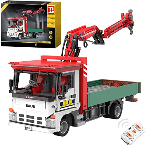 GAOZH Technic Crane Truck Construction Set, 1477 Piezas 2.4G / App Control Remoto Crane Truck Building Blocks, Compatible con Lego Dynamic, 70 * 38 * 13