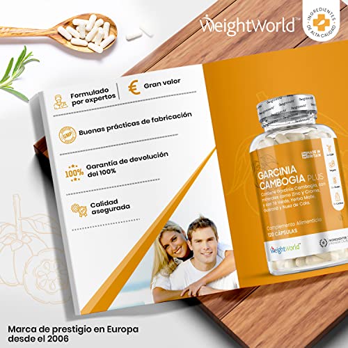 Garcinia Cambogia Plus 120 Cápsulas Con Té Verde Cromo y Guaraná - Fórmula 8 Ingredientes Naturales que Contribuye al Metabolismo Normal de Ácidos Grasos, Carbohidratos y Proteínas, Dieta Keto