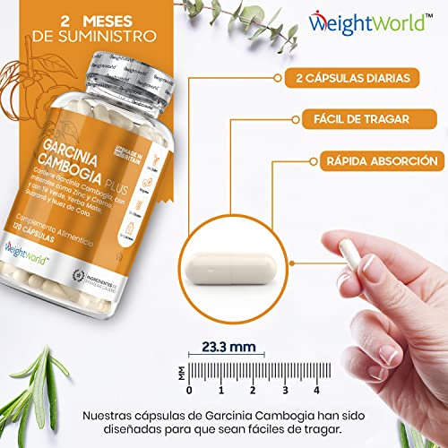 Garcinia Cambogia Plus 120 Cápsulas Con Té Verde Cromo y Guaraná - Fórmula 8 Ingredientes Naturales que Contribuye al Metabolismo Normal de Ácidos Grasos, Carbohidratos y Proteínas, Dieta Keto