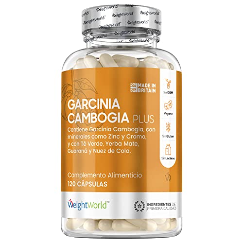 Garcinia Cambogia Plus 120 Cápsulas Con Té Verde Cromo y Guaraná - Fórmula 8 Ingredientes Naturales que Contribuye al Metabolismo Normal de Ácidos Grasos, Carbohidratos y Proteínas, Dieta Keto