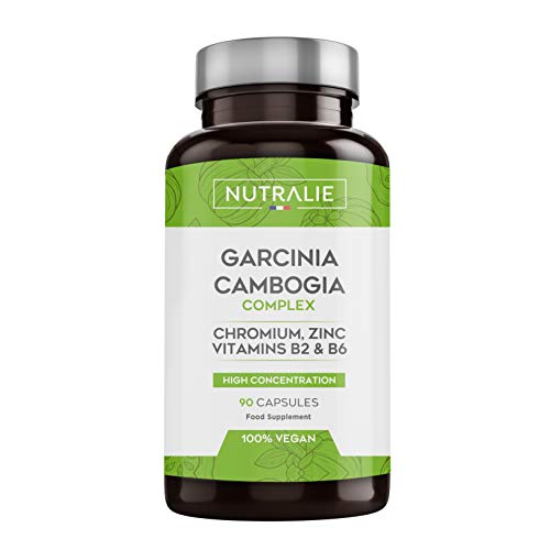 Garcinia Cambogia Plus | Quemagrasas Potente e Inhibidor de Apetito | Adelgazar Rápido y Efectivo Sin Deporte | Reductor Efecto Extra Fuerte | 90 Cápsulas Veganas | Nutralie