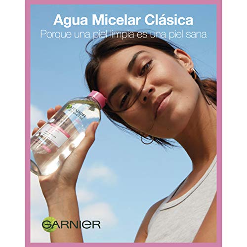 Garnier Skin Active, Agua Micelar Clásica Todo en Uno, Desmaquillante, Limpiador Facial, Limpia Rostro, Labios y Ojos, Sin Aclarado, para Todo Tipo de Pieles, Formato Maxi, 700 ml