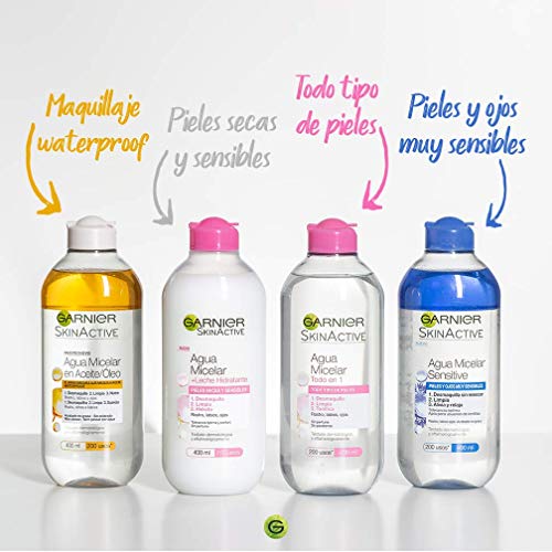 Garnier Skin Active, Agua micelar (piel grasa, en aceite waterproof) - 400 ml.