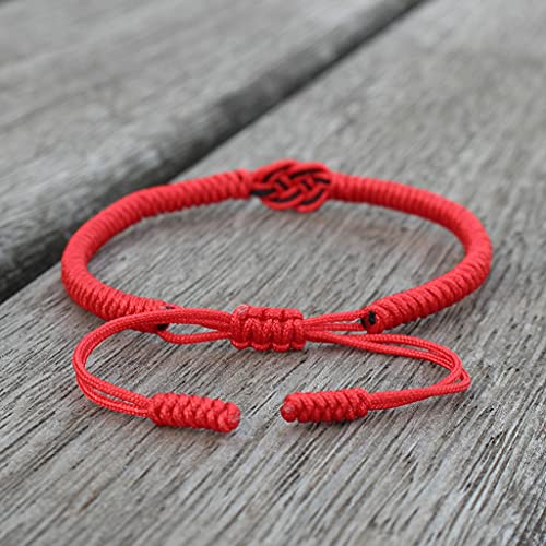 GASSDINER Pulsera de Hilo Negro Rojo de la Suerte de Estilo Nacional para Amantes, Encanto de Nudo concéntrico Trenzado Hecho a Mano para Mujeres y Hombres, Regalo de joyería