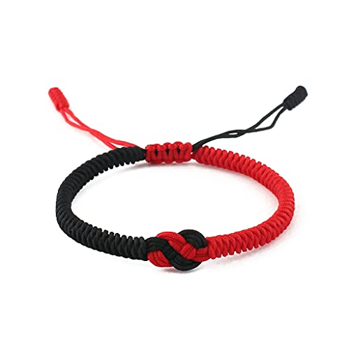 GASSDINER Pulsera de Hilo Negro Rojo de la Suerte de Estilo Nacional para Amantes, Encanto de Nudo concéntrico Trenzado Hecho a Mano para Mujeres y Hombres, Regalo de joyería