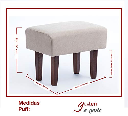 Gasten a gusto Reposapiés/Taburete con Patas de Madera Tela Antimanchas (Beige)