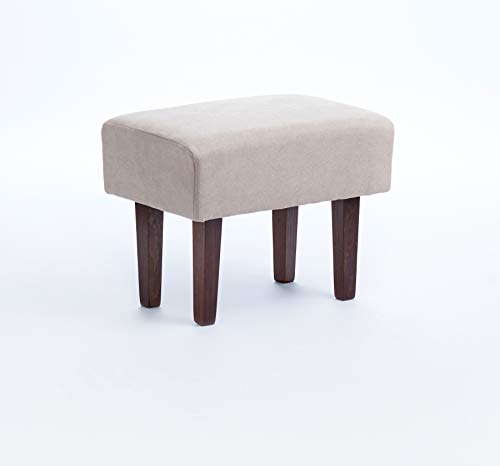 Gasten a gusto Reposapiés/Taburete con Patas de Madera Tela Antimanchas (Beige)