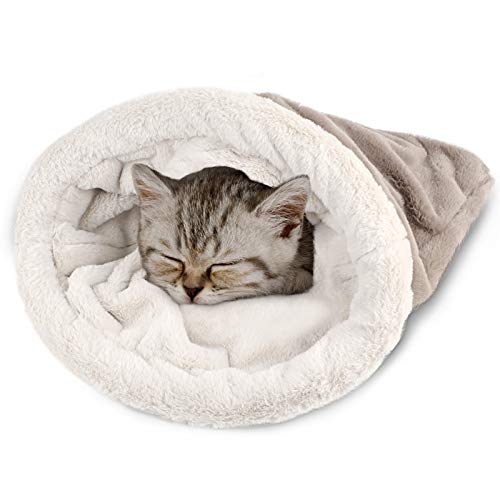 G.C Saco de Dormir para Gatos Cama Gatos Vellón Suave antiestres Camas para Mascotas Acurrucarse Saco Manta Colchoneta Gatos Perros Nido Cueva Acogedor Gatito Cubierto Cama