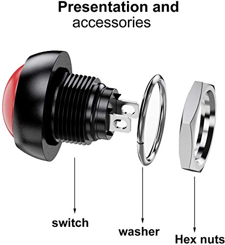 Gebildet 12pcs 12mm Impermeable Pulsador Momentaneo SPST ON/Off 3A/250VAC, Provisional Mini Botón para Trompeta de Coche, PC, Lámpara de Mesa, Timbre de Casa