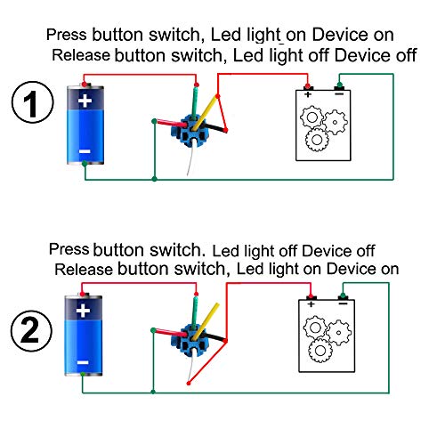 Gebildet 2pcs Botones Pulsador Momentáneo de Acero Inoxidable de 16mm 12V-24V 5A LED 1NO1NC SPDT ON Off Impermeable con Botón de Símbolo de Inicio Enchufe de Cable (LED Azul)