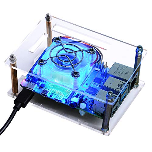 GeeekPi Caja Acrylic para Raspberry Pi 4b / Raspberry Pi 3 b+,Raspberry Pi Estuche con Ventilador de enfriamiento 40X40X10mm Disipador de Calor para Raspberry Pi 3/2 Modelo B/B +