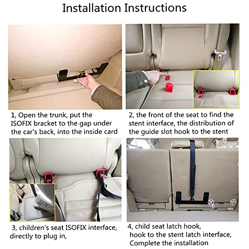 Geevorks Autos Soporte de Seguridad,isofix Universal para Coche,Soporte de Montaje de Asiento de Seguridad para automóvil para Conector de cinturón ISOFIX