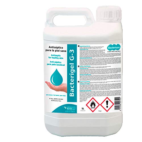 Gel hidroalcohólico Bacterigel G-3 garrafa de 5 litros | Solución hidroalcohólica autosecante para piel y manos | Hidrogel desinfectante de manos