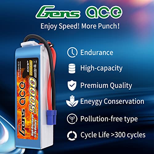 Gens ace 5000mAh 22.2V 45C 6S batería recargable Pila Polímero de litio Juguete Multicolor Para Helicópteros y Aviones más Pequeños como Align GAUI KDS ElyQ Trex-550/600