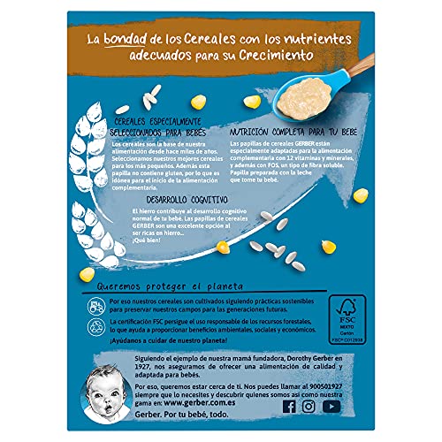 GERBER Arroz y Maíz (Sin Gluten) 250 g - Pack de 9