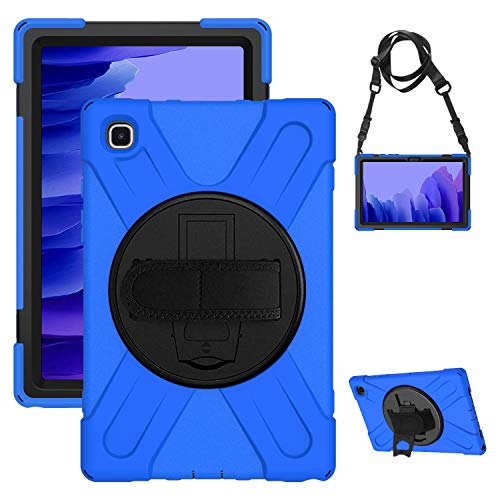 Gerutek Funda Anticaída para Samsung Galaxy Tab A7 10.4" (T500 / T505 T507), Carcasa Rugosa con Soporte Rotación, Correa de Mano/Hombro, Funda Antichoque para Galaxy Tab A7 2020, Azul