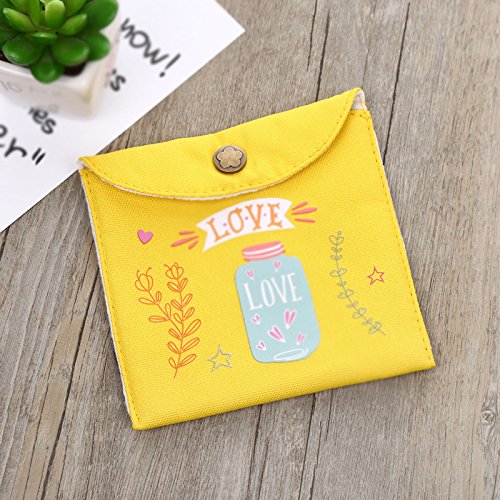 Gespout Coin Purse Multiusos de Cuadrado Paquete de Bolsillo pequeño Moneda Cartera Memoria del Paquete compresa Bolsa Bolso Neceser Coin Purse, Lona, Amarillo, 13x13cm