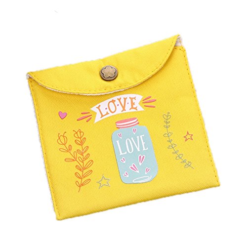 Gespout Coin Purse Multiusos de Cuadrado Paquete de Bolsillo pequeño Moneda Cartera Memoria del Paquete compresa Bolsa Bolso Neceser Coin Purse, Lona, Amarillo, 13x13cm