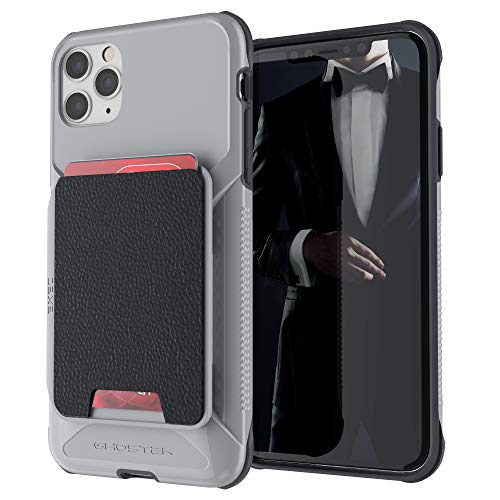 Ghostek Exec iPhone 11 Pro MAX Wallet Case Card Holder with Built-in Magnet for Car Mounts and Easily Detachable Leather Card Pocket for Wireless Charging 2019 iPhone 11 Pro MAX (6.5")(Gray)