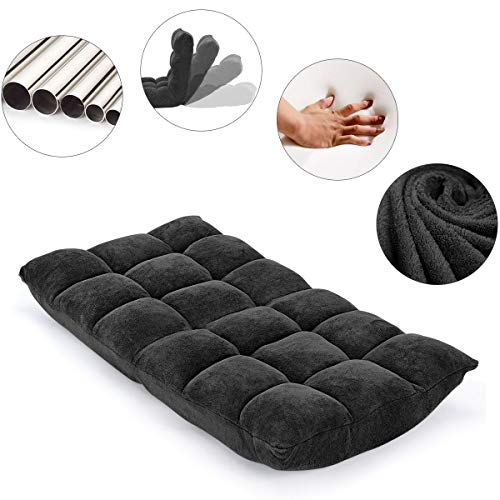 GIANTEX Silla de Suelo, Sillón de Suelo Acolchado,Sillón Plegable, 14 Niveles con Respaldo, para Meditación (Negro)