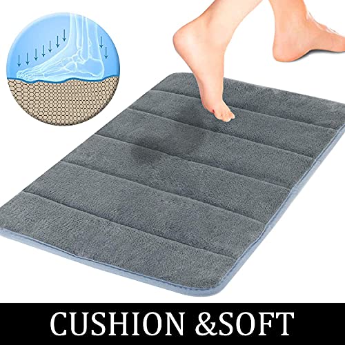 Gifoto Alfombra de Baño, Alfombrilla Baño Microfibra Absorción de Agua Antideslizante Lavable, para baño, Cocina, Dormitorio, Sala (40 X 60 cm, Gris, 1 Pieza)