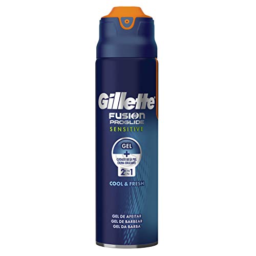 Gillette Fusion ProGlide Sensitive 2 En 1 Cool & Fresh Gel De Afeitado 170 ml, Para Piel Sensible