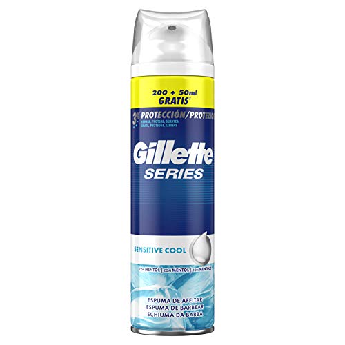 Gillette Series Cooling Espuma de Afeitar con Mentol Apta para Pieles Sensibles, 250 ml