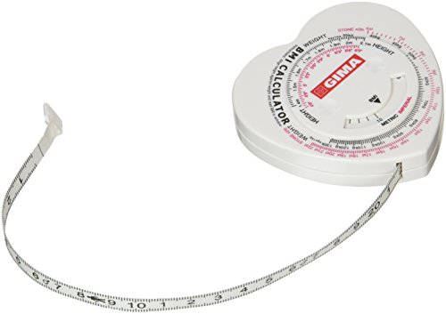 GIMA ref 27342 Cinta métrica para la medición de índice de masa corporal IMC, medidor frontal retráctil de grasa corporal de bosillo, calculadora anatómica para el uso profesional y personal