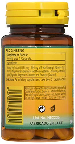 GINSENG ROJO 500 mg 50 cápsulas