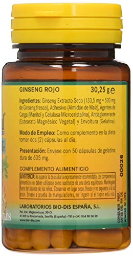 GINSENG ROJO 500 mg 50 cápsulas