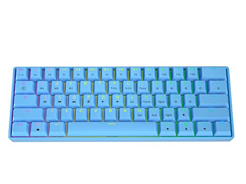 GK61 Teclado mecánico para juegos - 61 teclas multicolor RGB iluminado LED retroiluminado con cable programable para PC/Mac Gamer (Gateron óptico rojo, azul)