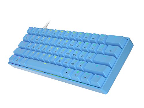 GK61 Teclado mecánico para juegos - 61 teclas multicolor RGB iluminado LED retroiluminado con cable programable para PC/Mac Gamer (Gateron óptico rojo, azul)