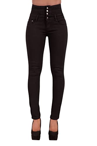 Glook - Pantalones vaqueros negros de cintura alta, ajustados, ajustados, elásticos, para levantamiento de glúteos, para mujer Negro Negro ( 40