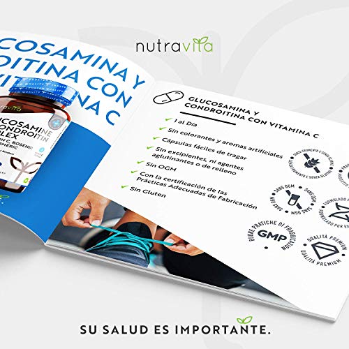 Glucosamina Complex con Condroitina + Vitamina C & Cúrcuma | 180 Cápsulas | Alta Dosis | Mantenimiento de Huesos Normales | Contribuye al Mantenimiento del Sistema Inmunitario | Hecho Por Nutravita