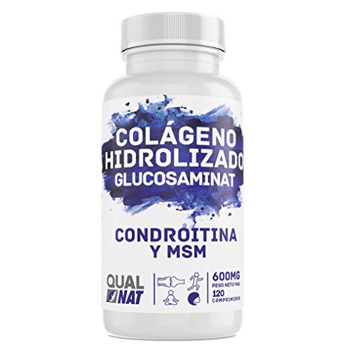 Glucosamina condroitina, msm y colágeno120 comprimidos | Mantenimiento de los huesos con colágeno, ácido hialurónico, glucosamina, condroitina y msm | QUALNAT