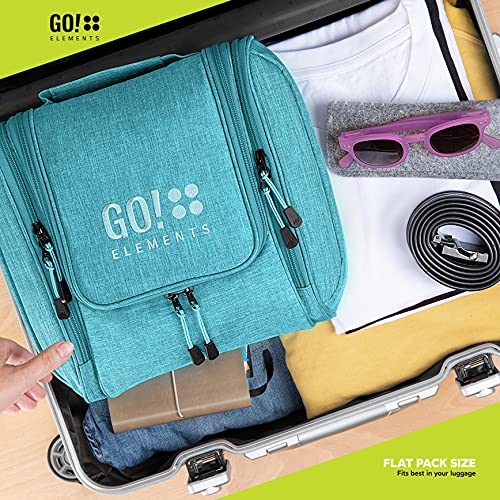 GO!elements® Bolsa de Aseo para Colgar Hombres y Mujeres | Neceser cosmético Hombre Grande Mujer para Maletas y Equipaje de Mano | Neceser de Viaje, Color:Turquesa