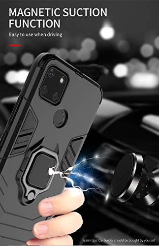 GOKEN Funda para Realme C21Y (Realme C21-Y)/ Realme C25Y, PC + TPU Silicona Tough Armor Protección Carcasa, Robusta Antigolpes Estuche con 360° Magnético Anillo Kickstand, Azul