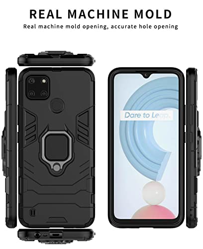 GOKEN Funda para Realme C21Y (Realme C21-Y)/ Realme C25Y, PC + TPU Silicona Tough Armor Protección Carcasa, Robusta Antigolpes Estuche con 360° Magnético Anillo Kickstand, Azul