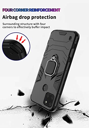 GOKEN Funda para Realme C21Y (Realme C21-Y)/ Realme C25Y, PC + TPU Silicona Tough Armor Protección Carcasa, Robusta Antigolpes Estuche con 360° Magnético Anillo Kickstand, Azul