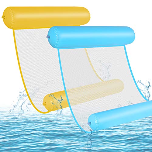 GOLDGE 2pcs Hamaca de Agua, 4 En 1 Tumbona Hinchable Colchoneta Hinchable Plegable Flotador Piscina, Hamaca Flotante Piscina