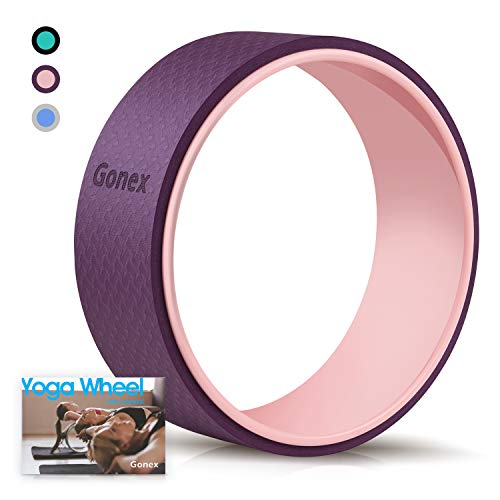 Gonex - Rueda de Yoga, 13 Pulgadas, Rodillo de Yoga, Pilates para posturas de Yoga, Estiramiento de Espalda con Almohadilla Externa de 10 mm de Grosor